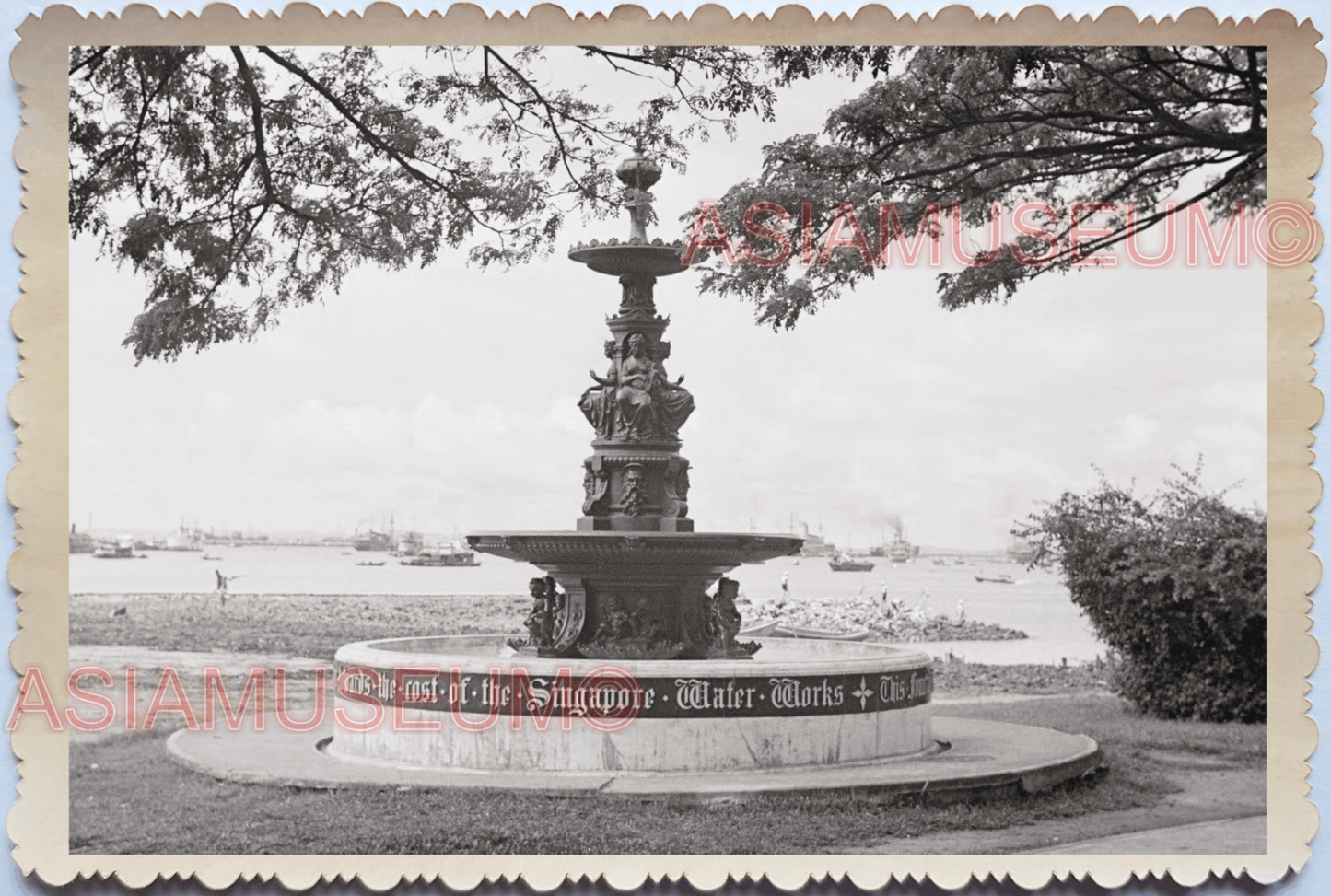 WW2 Waterfront Tan Kim Seng Fountain  Port Pier Vintage Singapore Photo 17730