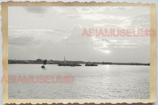 40s WW2 Vietnam HANOI PANAROMIC VIEW HARBOR MEKONG RIVER OLD Vintage Photo 04266