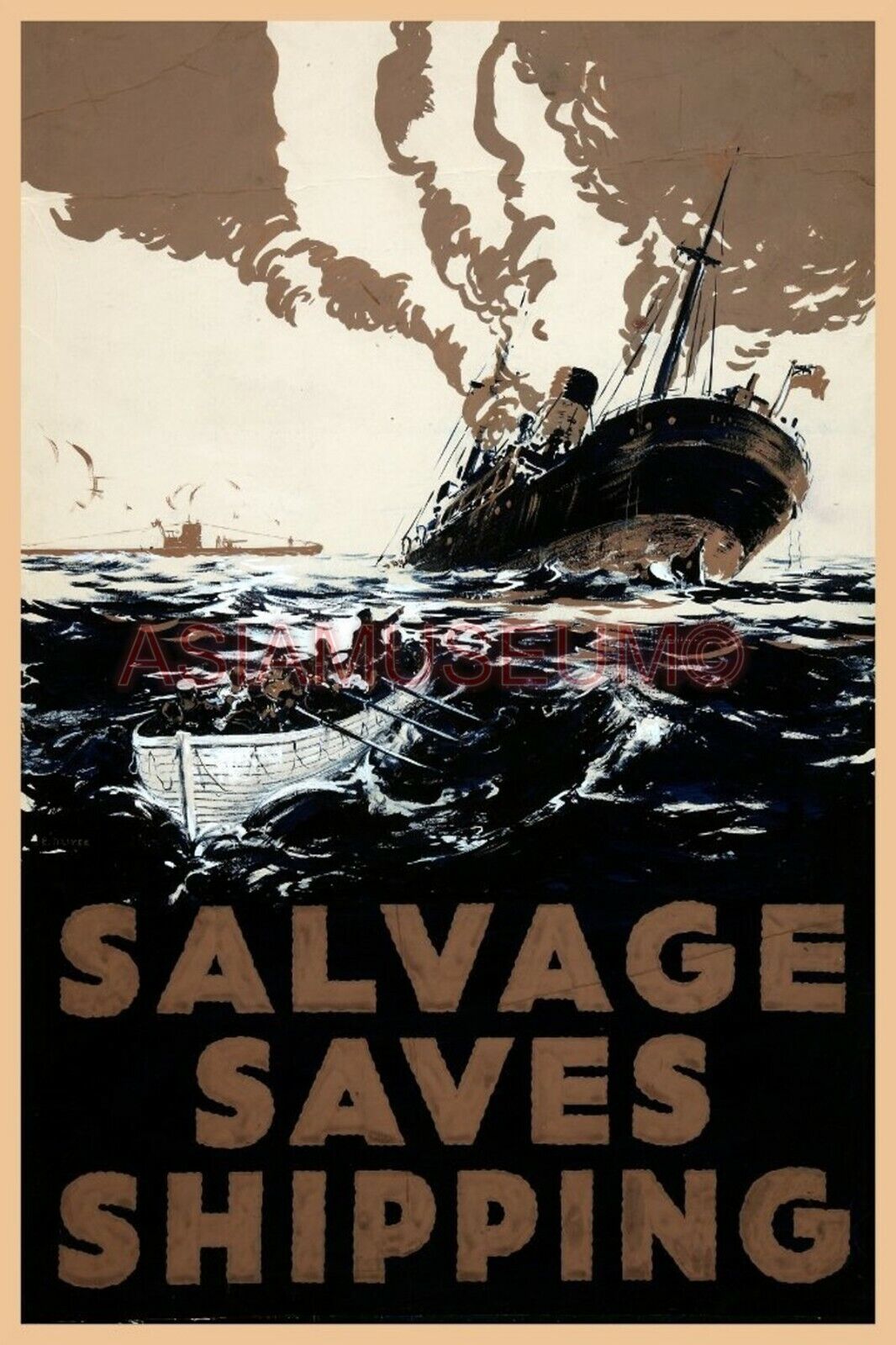 1945 WW2 USA AMERICA NAVY SALVAGE SAVES SHIPPING WARSHIP WAR PROPAGANDA Postcard