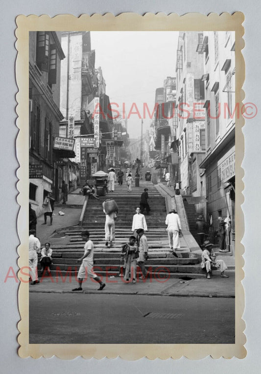 CENTRAL POTTIGER STREET SCENE LADY WOMEN B&W Vintage HONG KONG Photo 29305 香港旧照片