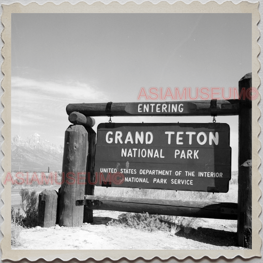 50s GRAND TETON NATIONAL PARK JACKSON HOLE WYOMING SIGN VINTAGE USA Photo 10805