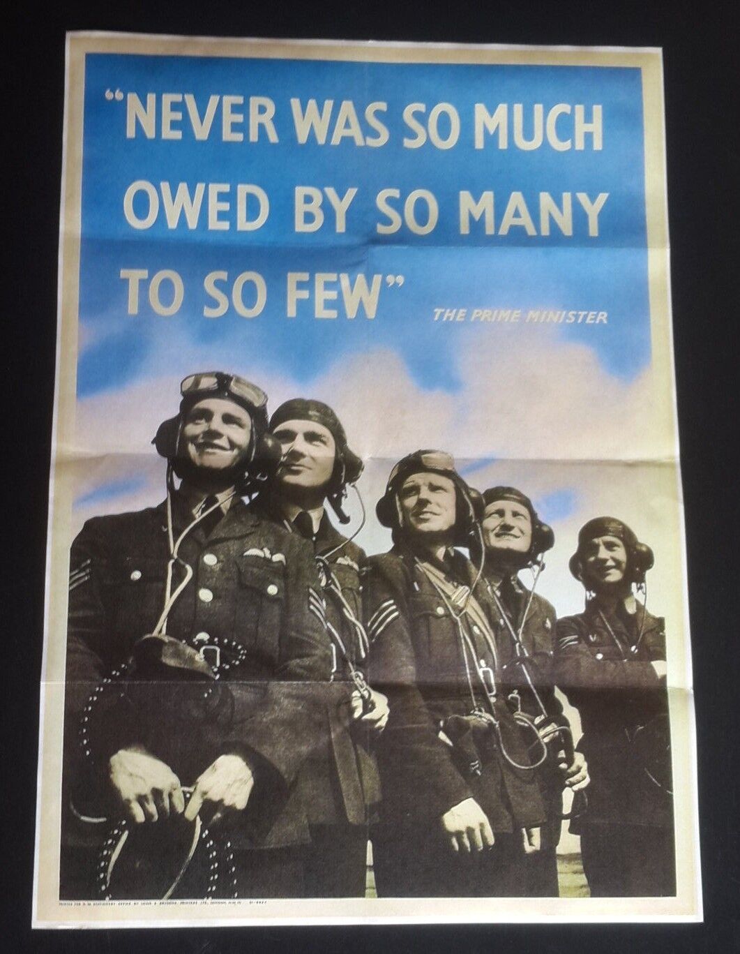 1940 BRITISH WINSTON CHURCHILL WAR AIRCRAFT PILOT ARMY FLAG PROPAGANDA POSTER