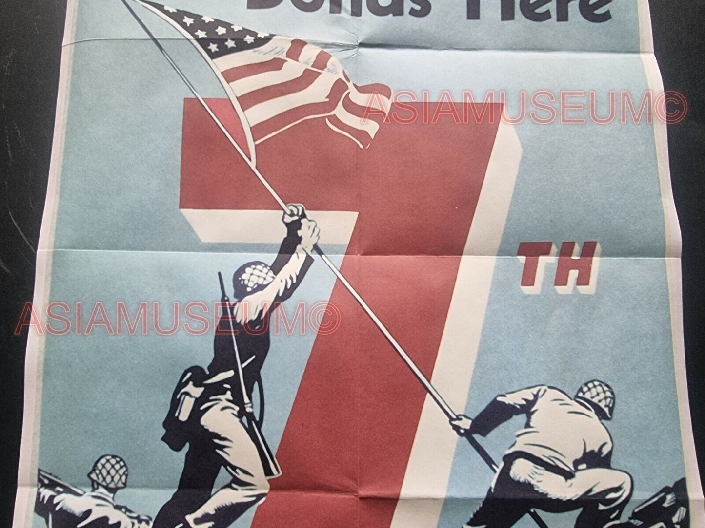 1941 WW2 USA AMERICA BUY WAR BOND SOLDIER ARMY IWO JIMA FLAG PROPAGANDA POSTER