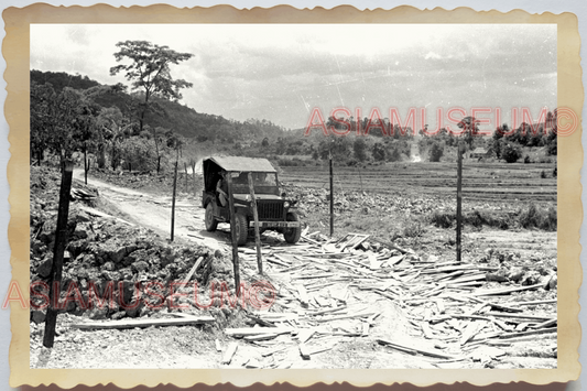 40s WW2 Vietnam FRENCH FRANCE ARMY TRUCK JEEP BOMBING BOMB Vintage Photo 25542