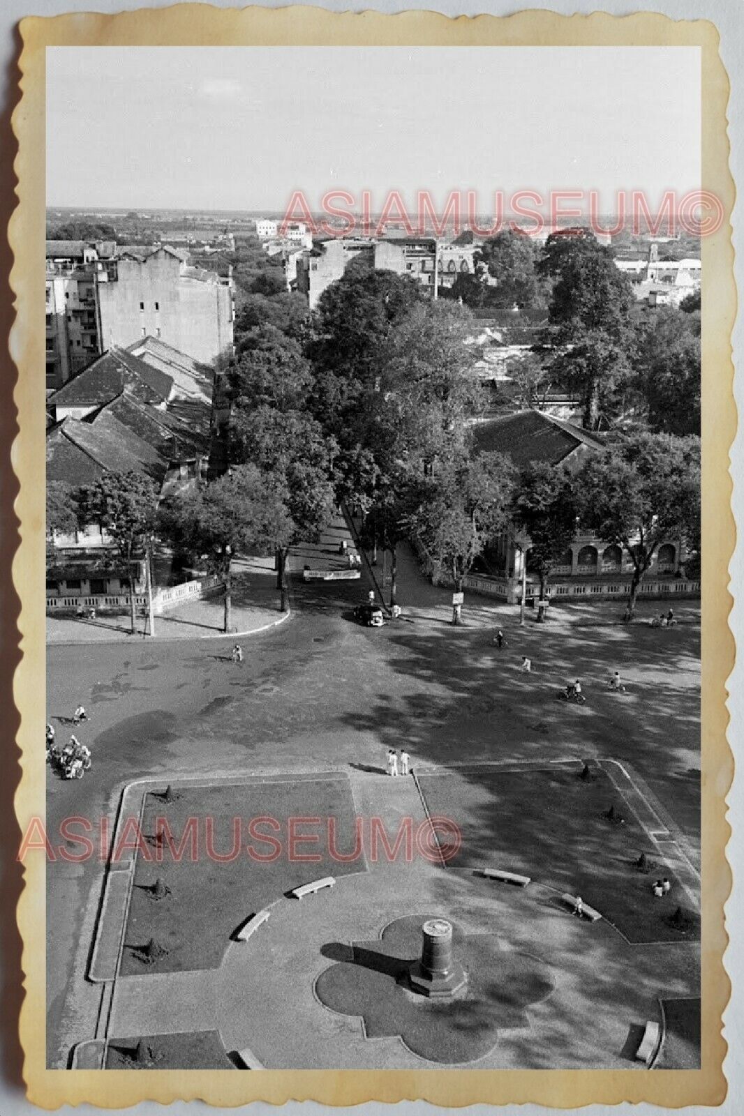 40s Vietnam War SAIGON STREET CITY HALL GARDEN AERIAL VIEW Vintage Photo 1749