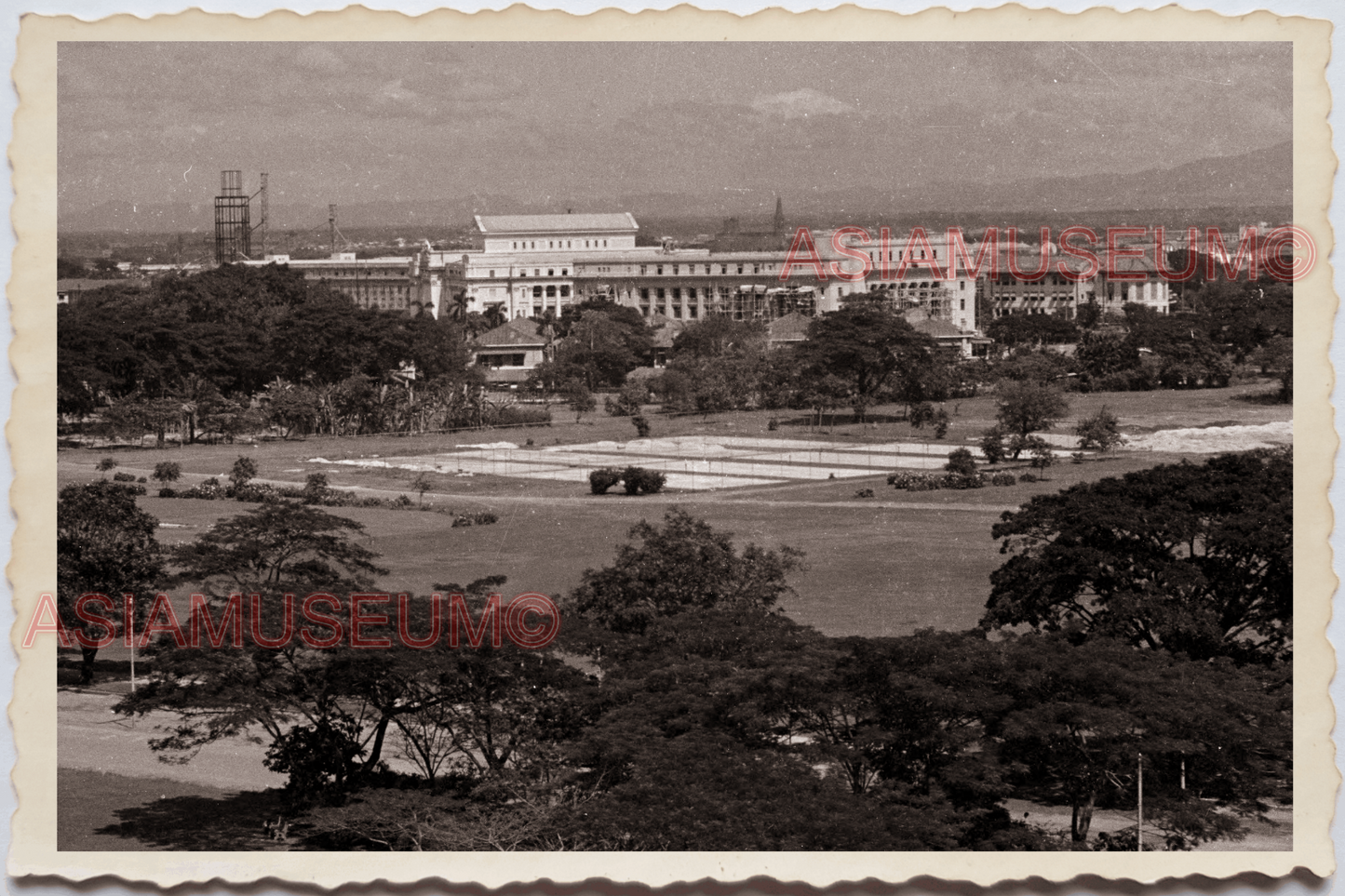 50s PHILIPPINES MANILA PARK GARDEN SPANISH COLONIAL BUILDING Vintage Photo 18824