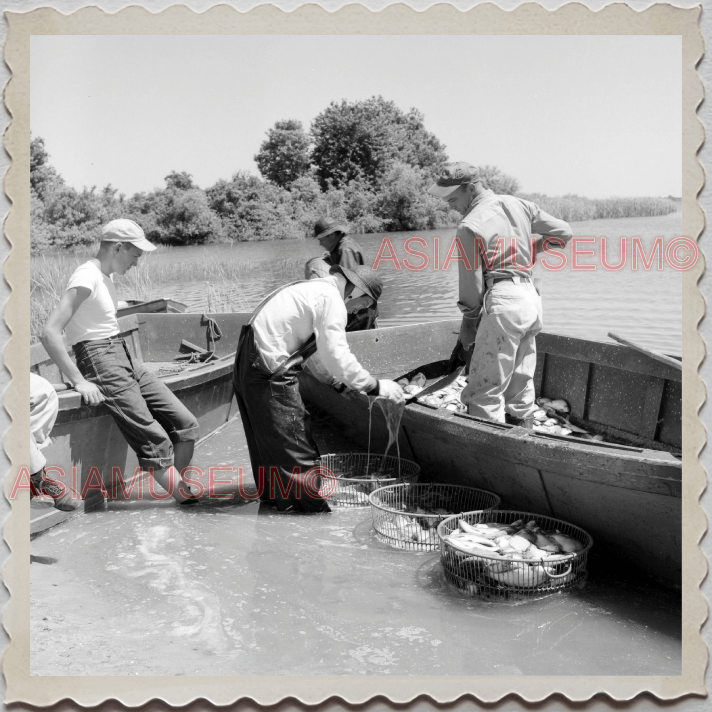 50s FROSTPROOF FLORIDA REEDY LAKE FISHERMAN BOAT VINTAGE USA AMERICA Photo 9563