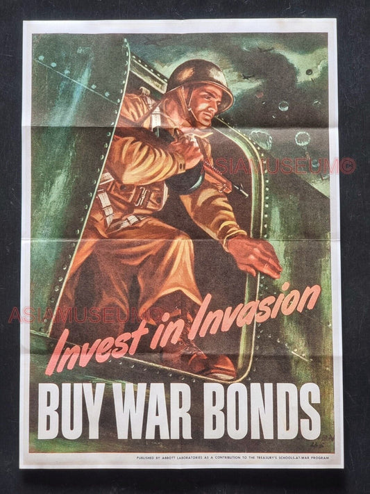 WW2 USA AMERICA BUY WAR BONDS PARACHUTE SOLDIER BOMBER AD PROPAGANDA POSTER 222