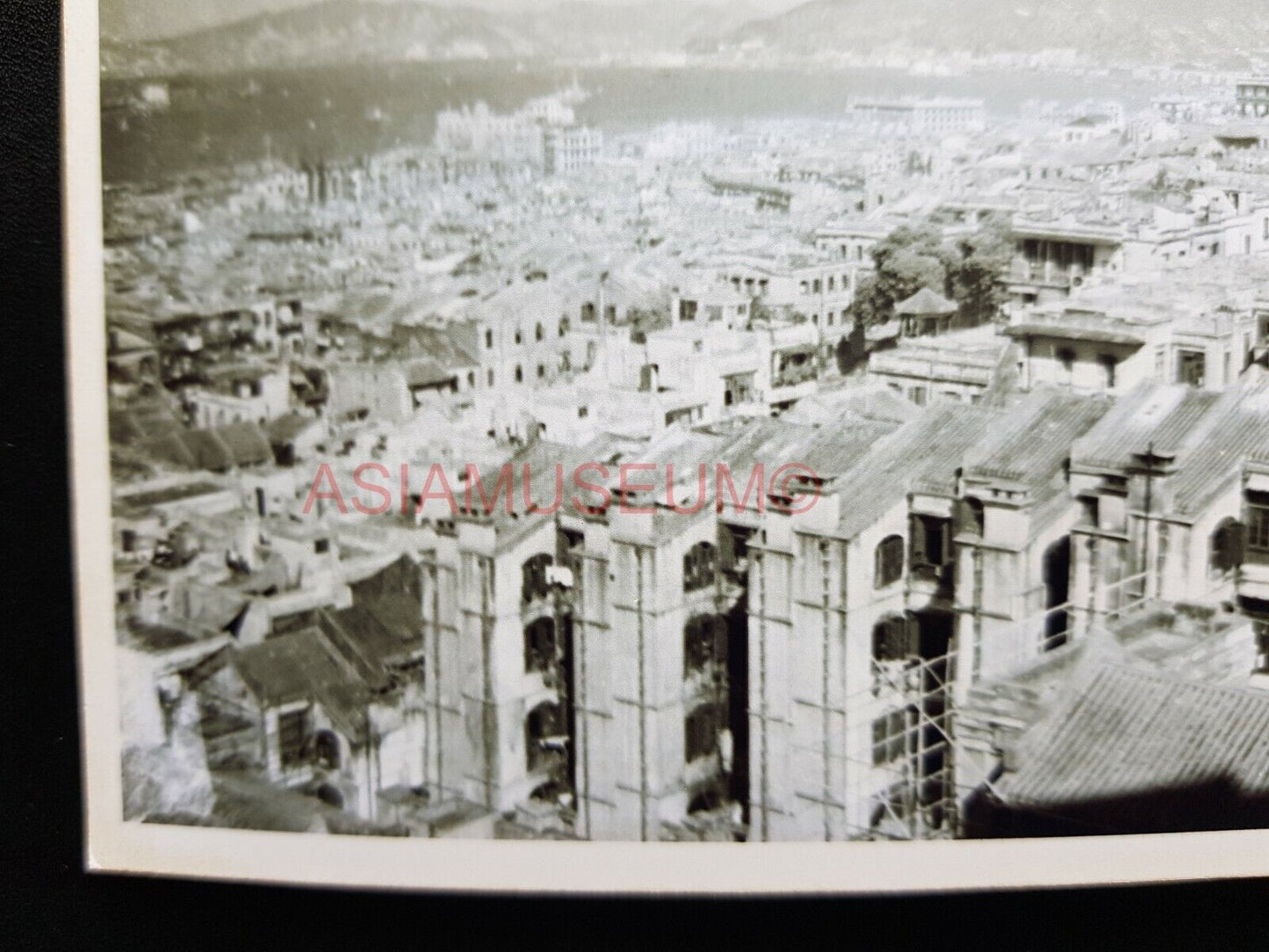 City Sky Kowloon Harbor Sea View Building House Hong Kong Photo Postcard RPPC