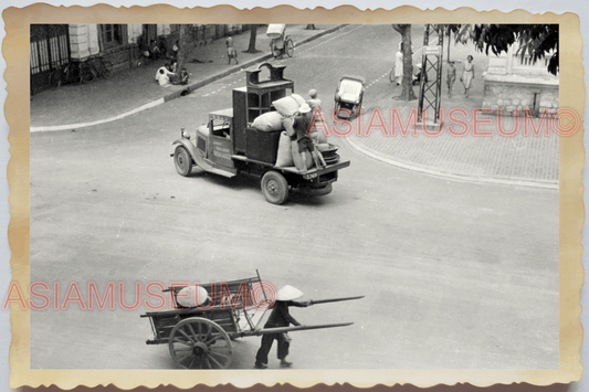 40s WW2 Vietnam HANOI STREET VIEW TRUCK FURNITURE CART WOMEN Vintage Photo 23737