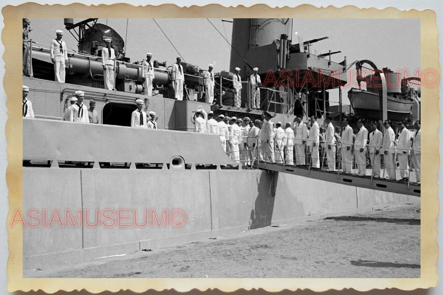 40s Army Gun Navy Battleship Port France America Vietnam War Vintage Photo #659