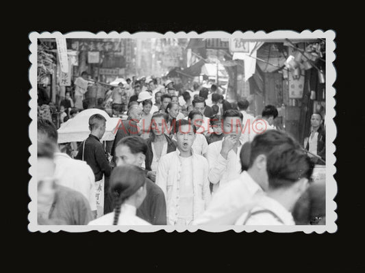 1950s Street Central Road Shop Sign Market Women Vintage Hong Kong Photo  #1413