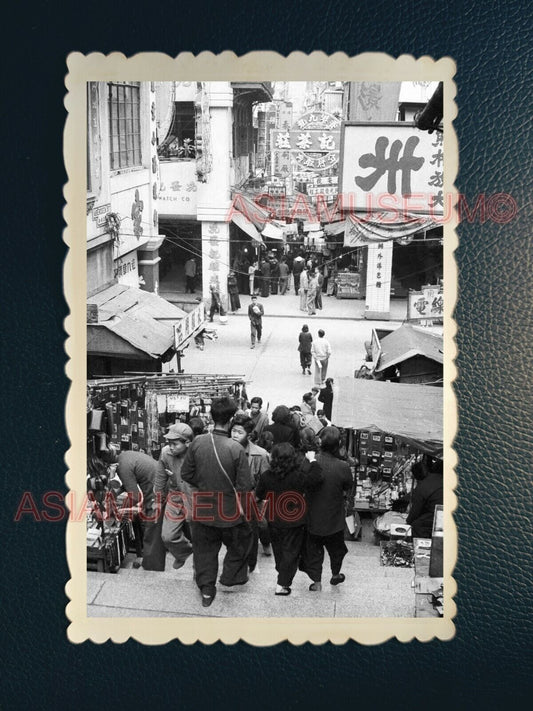 1940s MARKET STEPPED CENTRAL PEDDER STREET SCENE Vintage Hong Kong Photo #1801