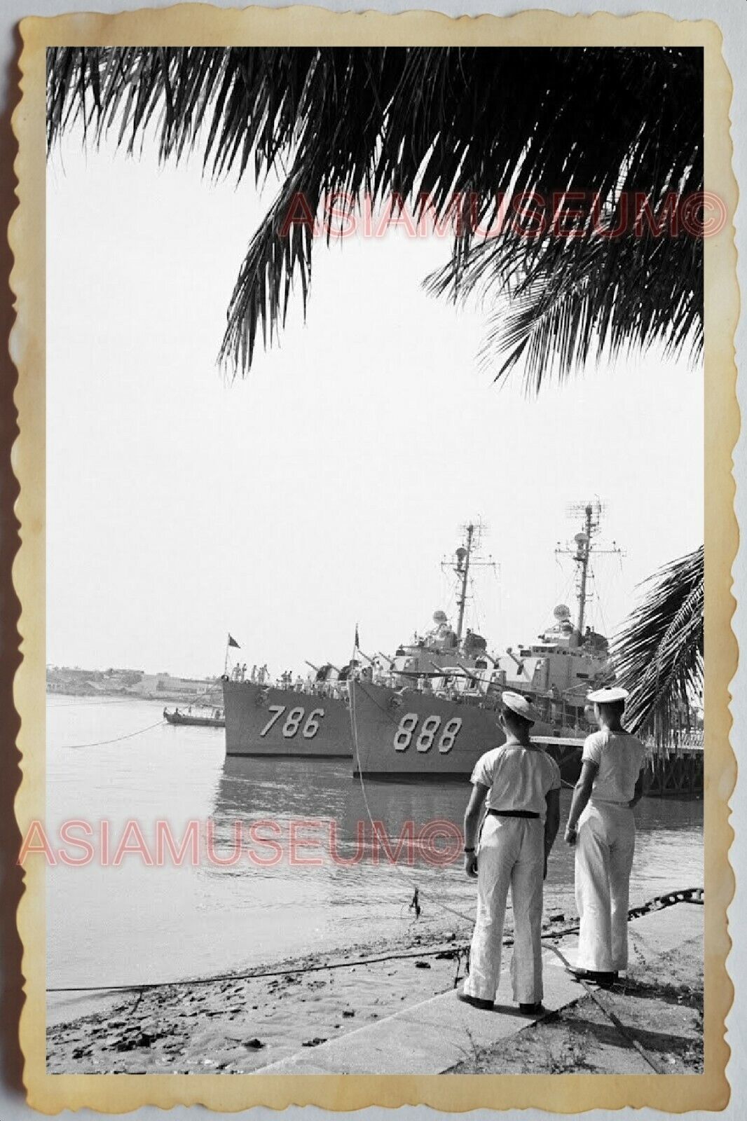 40s Vietnam War SAIGON FRENCH FRANCE WARSHIP SAILOR NAVY SHIP Vintage Photo 1219