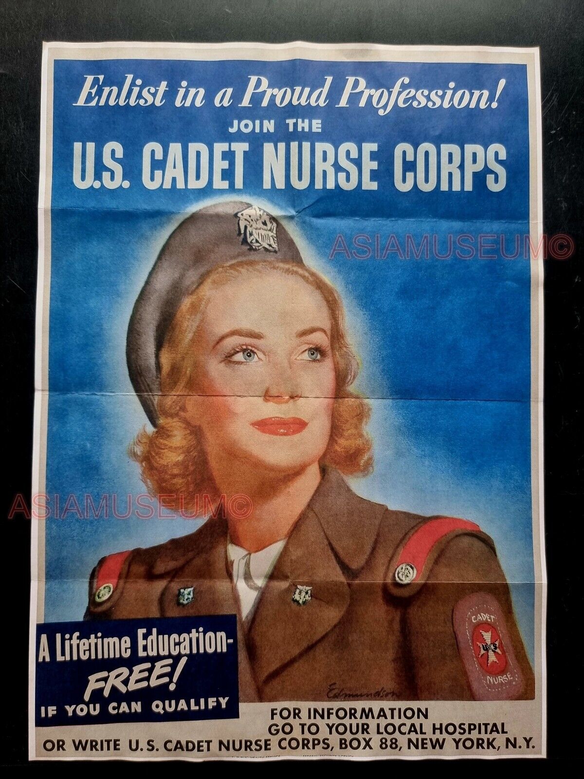 1942 WW2 USA JOIN US CADET NURSE CORPS WOMEN WAR AMERICA PROPAGANDA POSTER 501