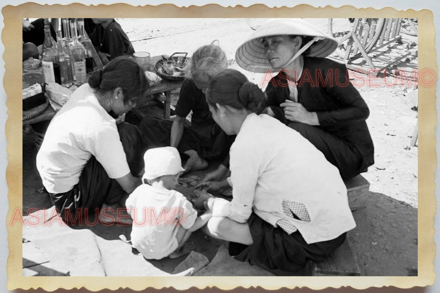 1940s Ho Chi Minh Village Women Lady Children Boy Vietnam War Vintage Photo #691