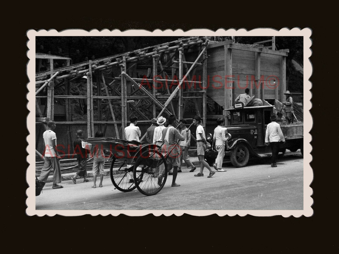 WW2 Japanese Tunnel Bunker Canton Road Rickshaw Hong Kong Photograph 香港旧照片 #2754