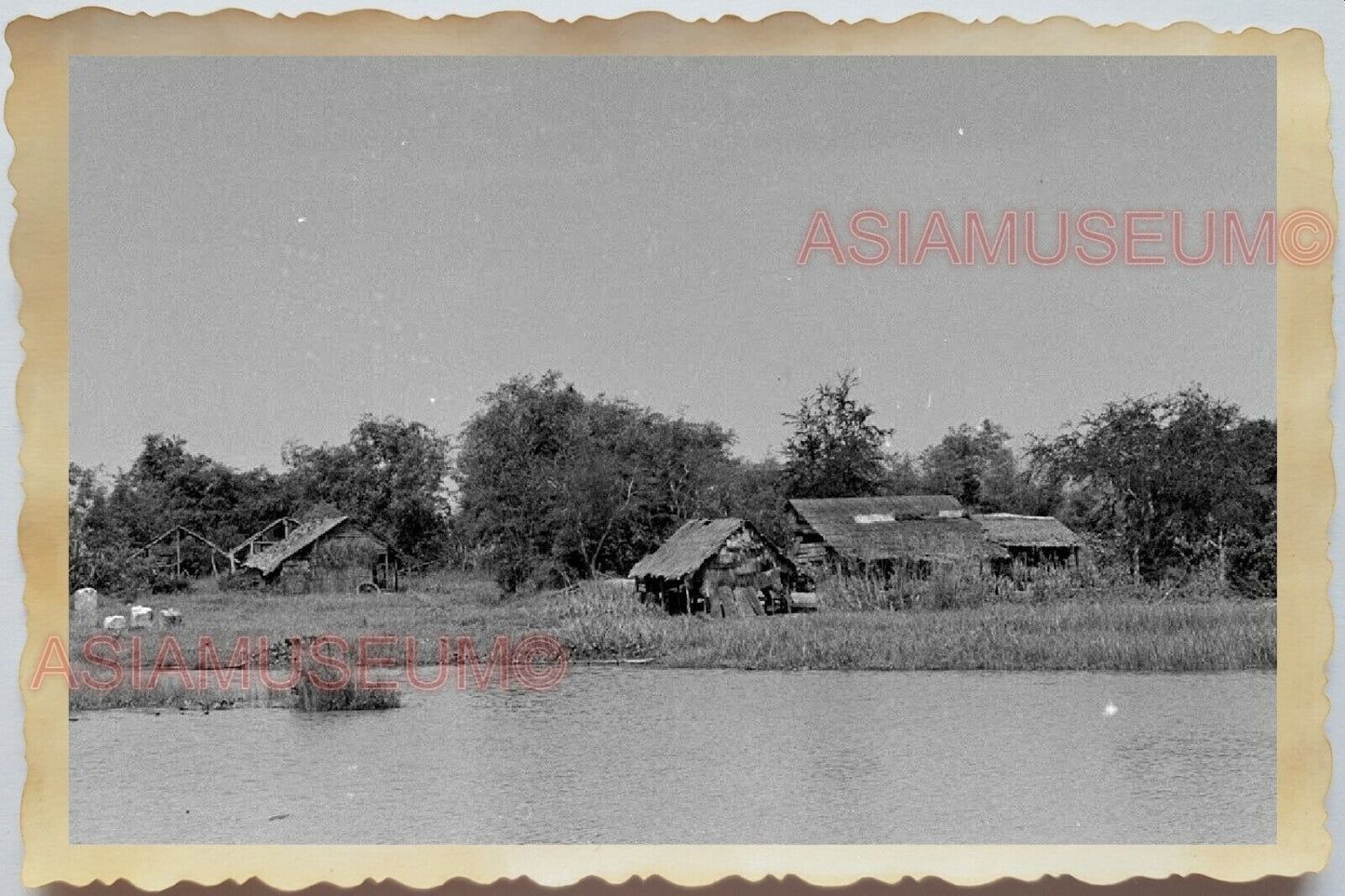 50s Vietnam SAIGON RIVER BOAT ARMY SOLDIER GUARD PATROL WAR Vintage Photo #1723