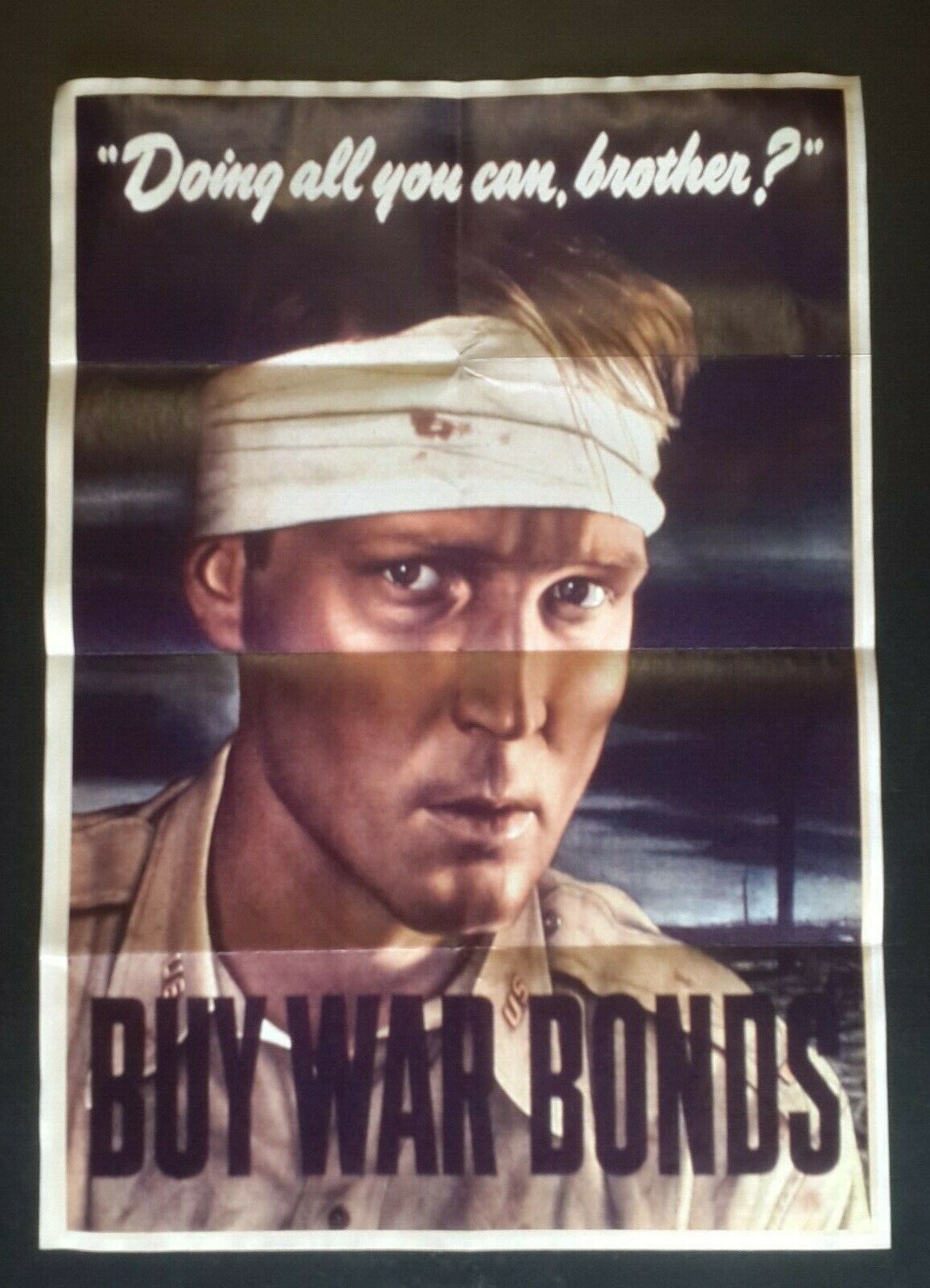 1944 WW2 USA AMERICA BUY WAR LOAN BONDS ARMY SOLDIER INFANTRY PROPAGANDA POSTER