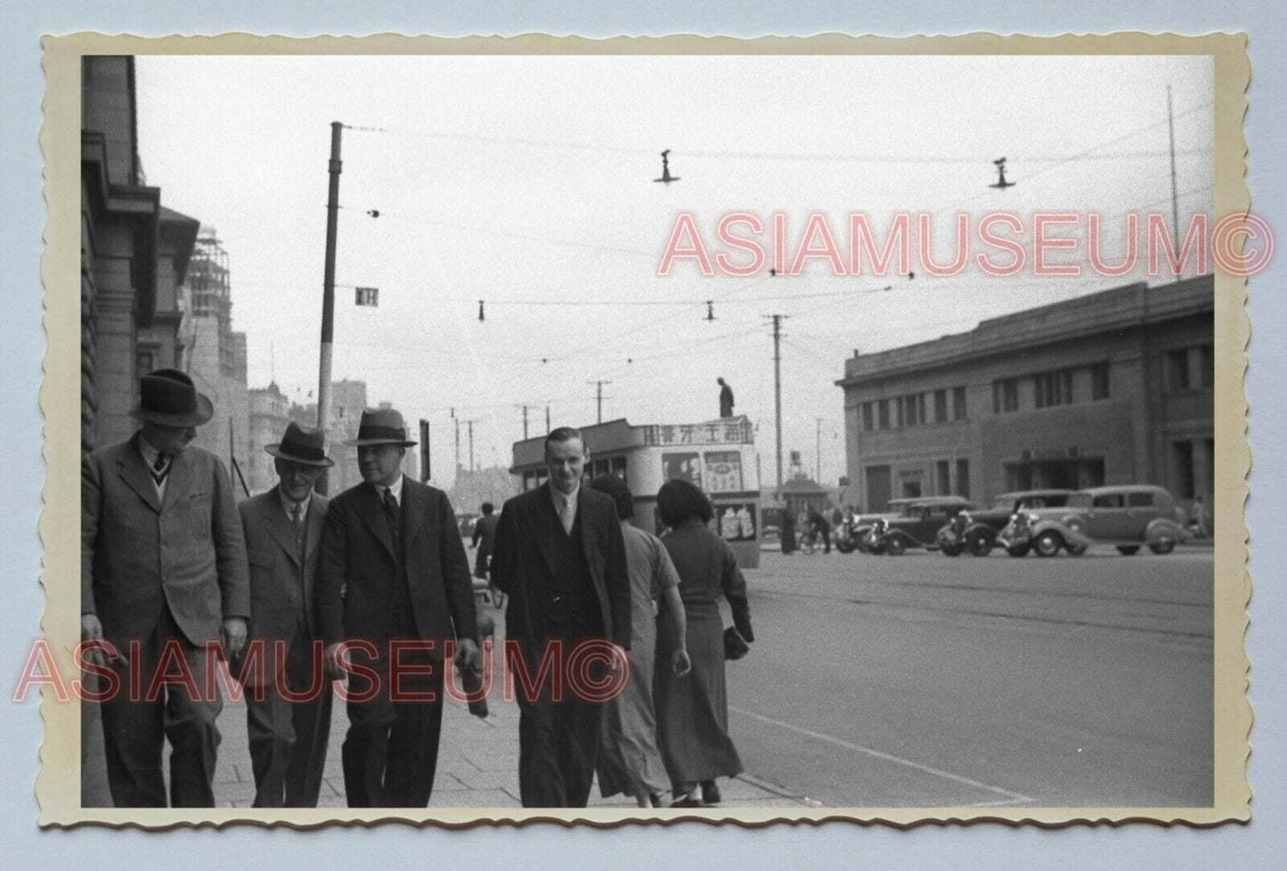 1940s BRITISH AMERICAN CAR BUS  B&W Vintage China Shanghai Photo #193 中国上海老照片