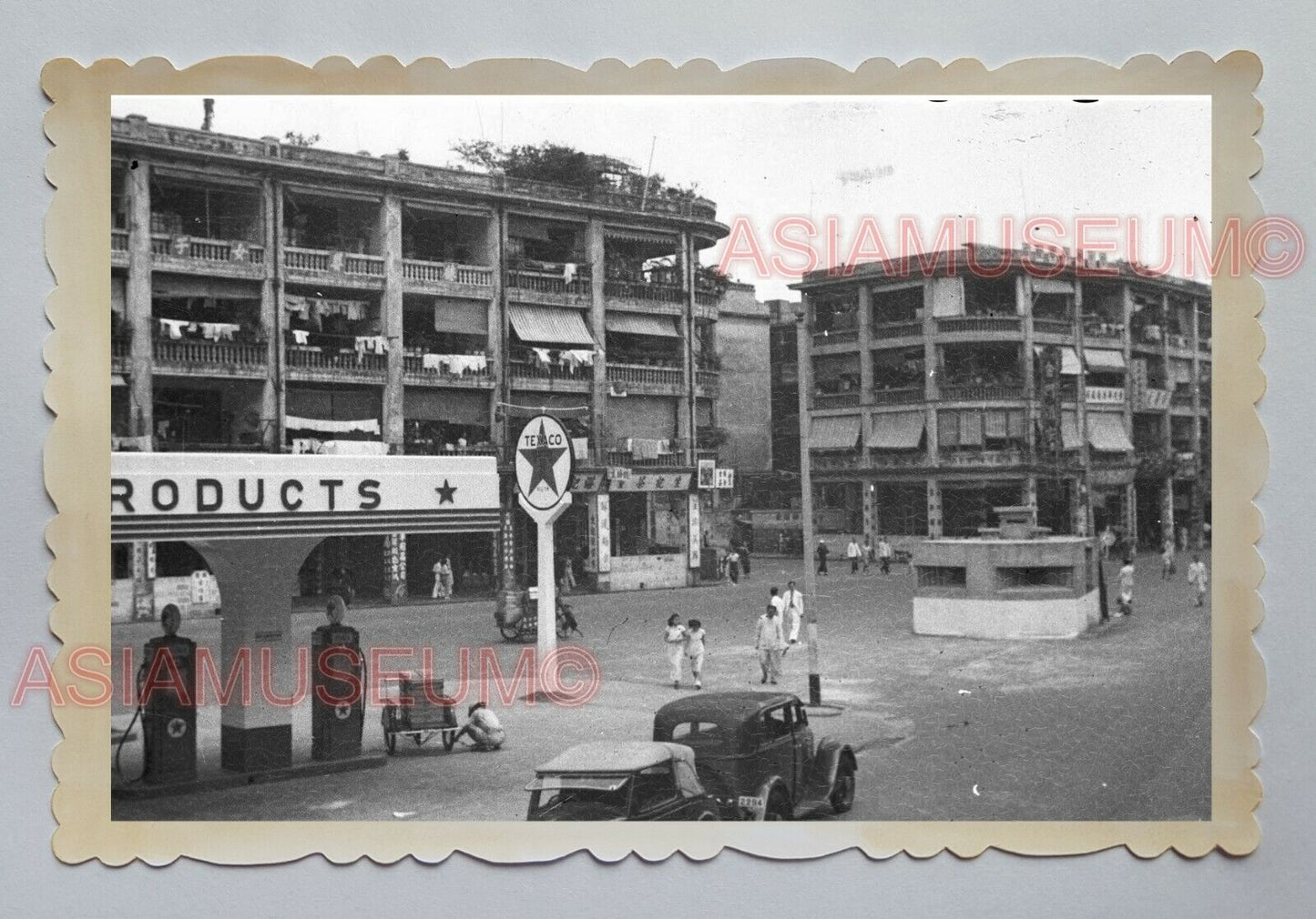 TEXACO WANCHAI HOUSING TRUCK CAR GAS STATION Vintage Hong Kong Photo 04098 香港旧照片