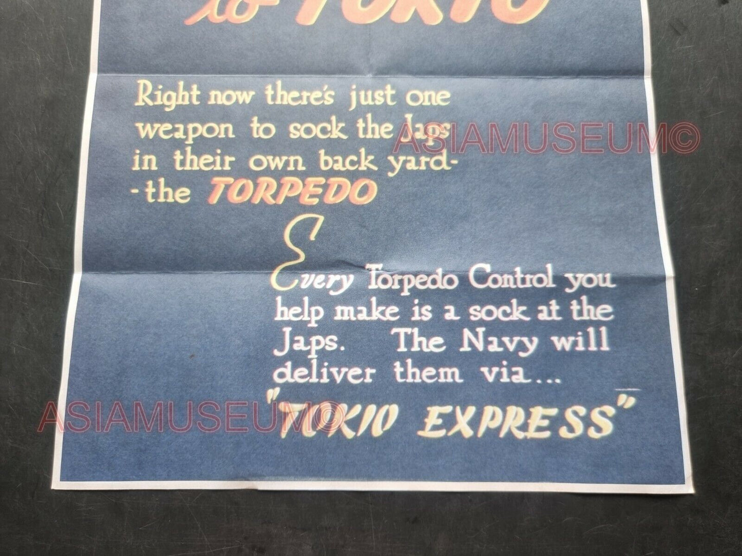 1944 WW2 USA AMERICA TOKYO SUBMARINE SHIP NAVY TORPEDO WARSHIP PROPAGANDA POSTER