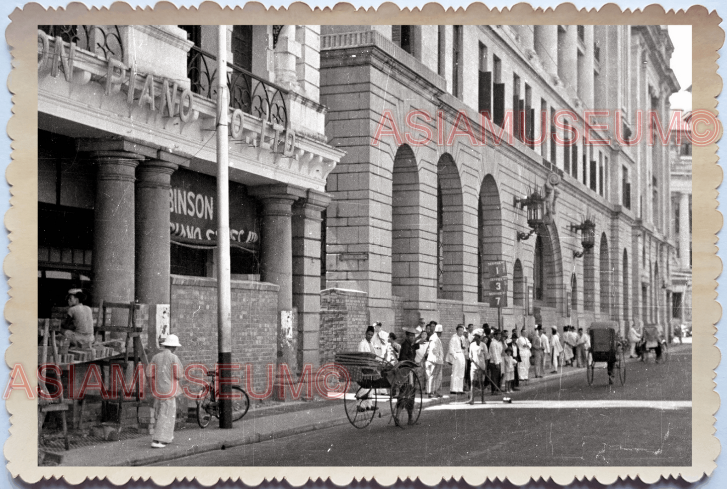 1940s Building Street Scene Robinson Store Piano Shop Lamp Singapore Photo 26234