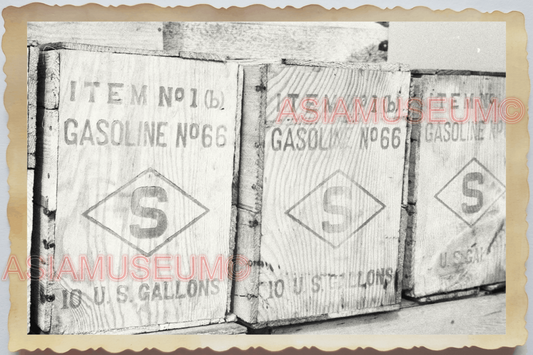 40s WW2 Vietnam CRATE GASOLINE AMERICA REFINERY MOBIL DIESEL Vintage Photo 4402