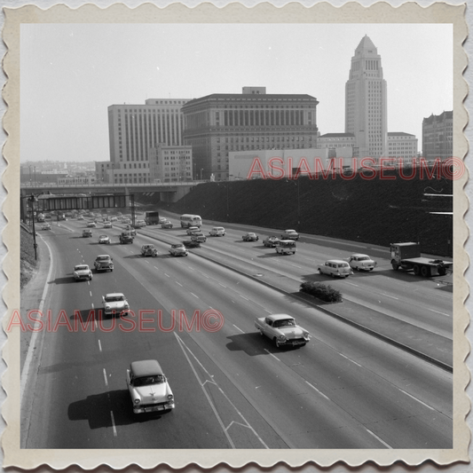 50s LOS ANGELES CALIFORNIA HIGHWAY CAR TRUCK ROAD OLD VINTAGE USA Photo 11498