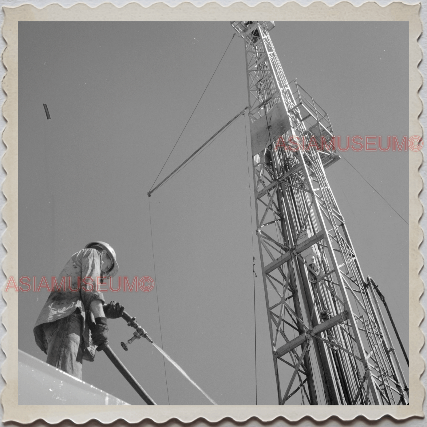 40s AUGUSTA KRONE RANCH COWBOY MAN TOWER VINTAGE OLD USA AMERICA Photo S8488