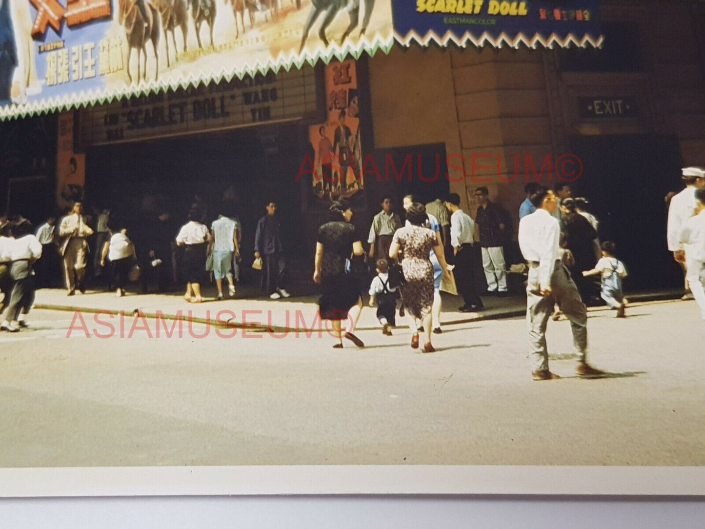 50s Queen's Road Cinema Theater Scarlet Doll Women Hong Kong Photo Postcard RPPC