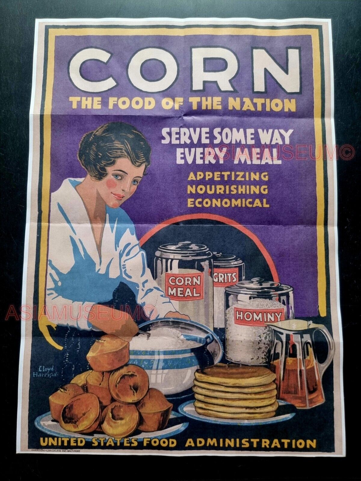 1943 WW2 USA AMERICA FOOD NATION WOMEN CORN WEAPON WAR US PROPAGANDA POSTER 508