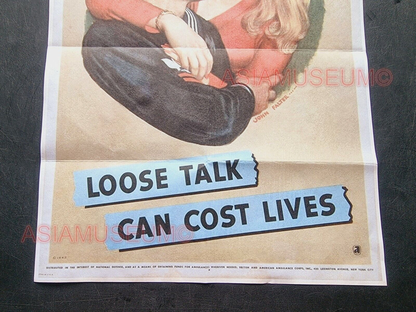 1943 WW2 USA SAILOR WOMEN LOOSE TALK COST LIVES SPY WAR NAVY PROPAGANDA POSTER