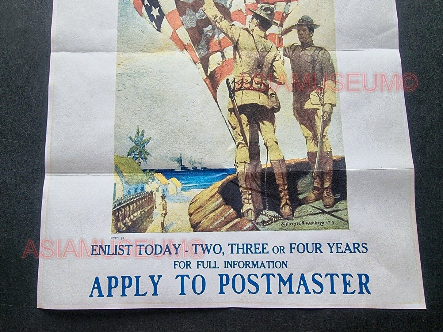 1944 WW2 USA AMERICA ALLIES FORCES MARINES NAVY FLAG SHIP ARMY PROPAGANDA POSTER