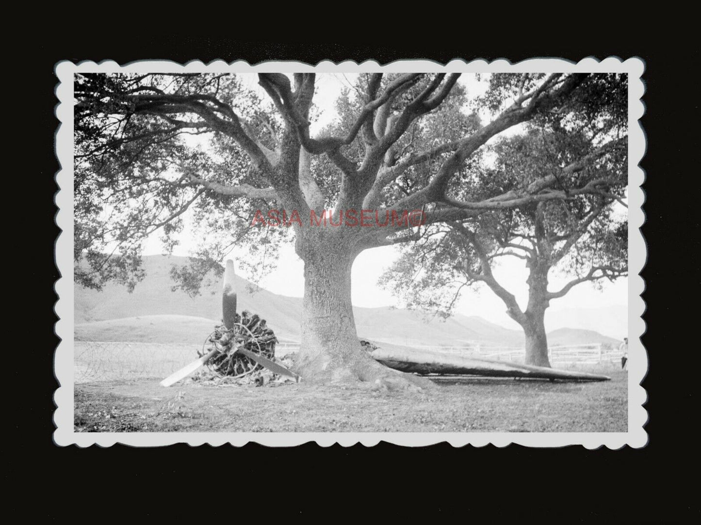 40s BRITISH JAPANESE WAR AIRCRAFT BOMB VILLAGE Vintage Hong Kong Photograph 1162