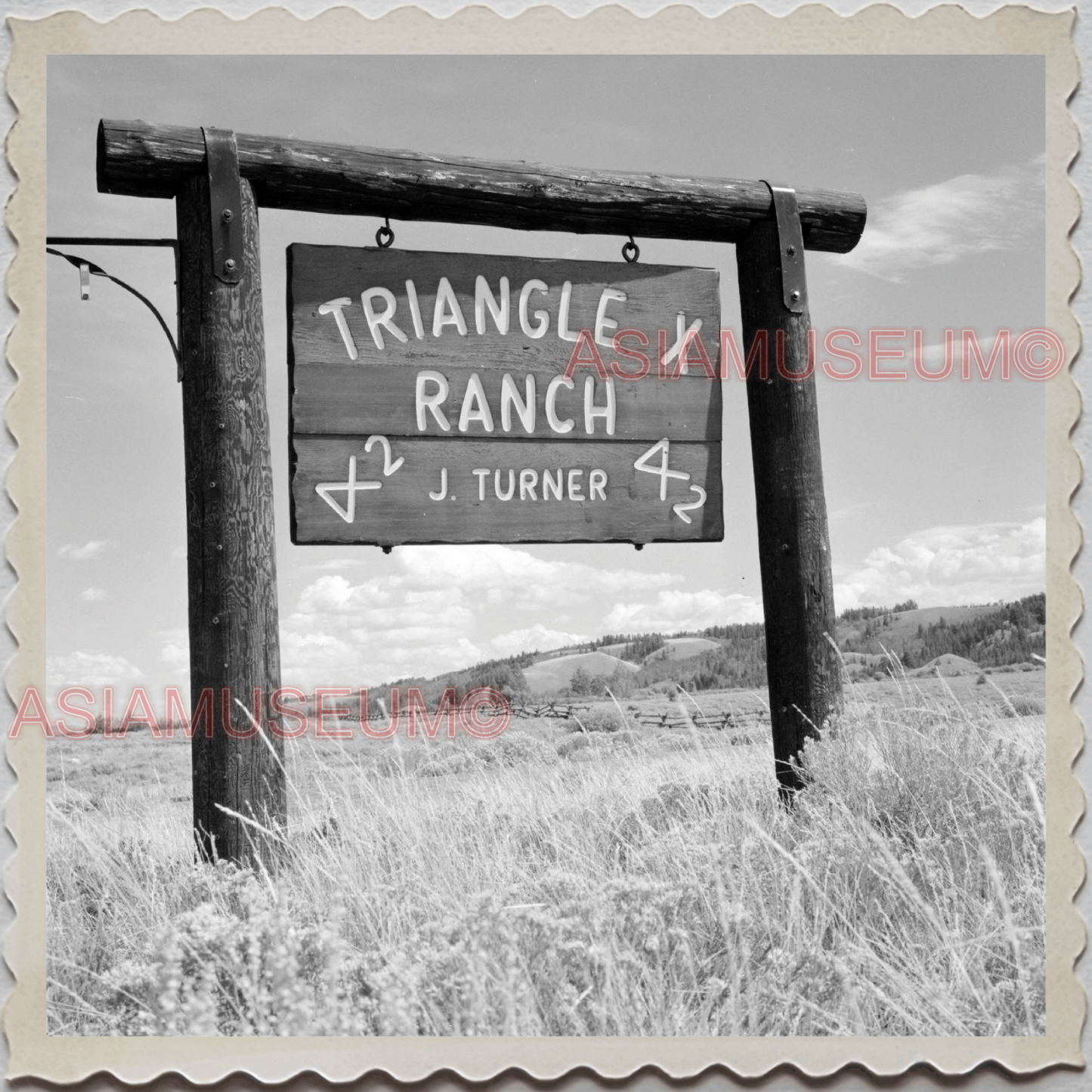 50s GRAND TETON NATIONAL PARK JACKSON WYOMING RANCH SIGN OLD USA Photo 12089