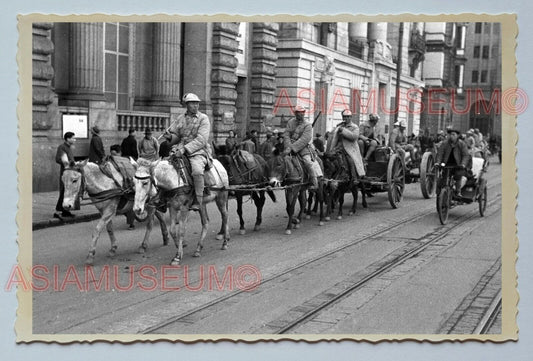 1940s SOLDIER MILITARY HORSE STREET Vintage China Shanghai Photo #147 中国上海老照片