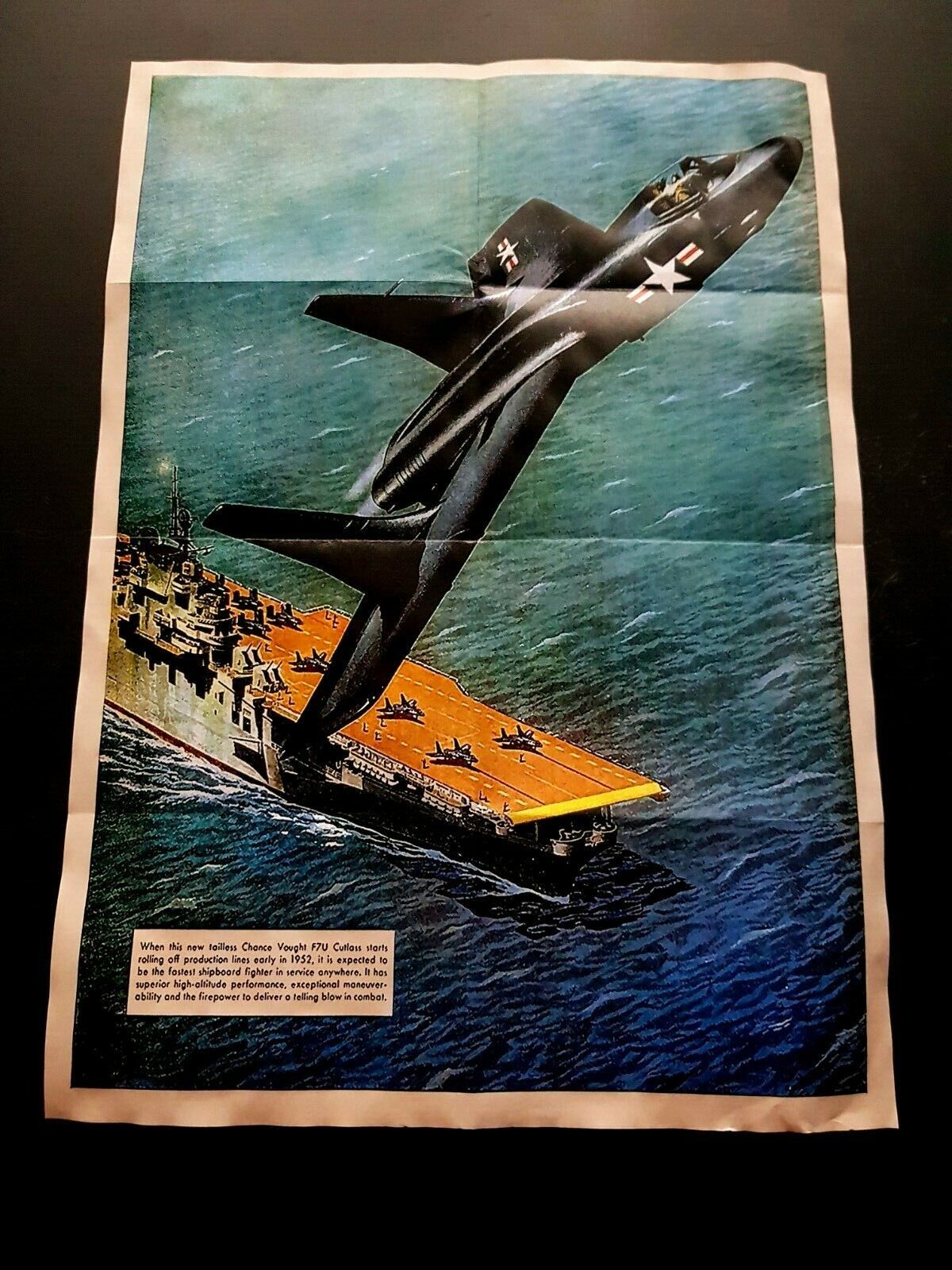 1940s WW2 AMERICA PACIFIC WAR AIRCRAFT CARRIER WARSHIP NAVY PROPAGANDA POSTER