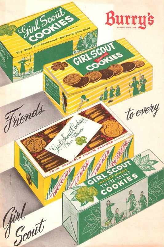 1950s BURRY'S GIRL SCOUT BUTTER COOKIE CHOCOLATE MINT Ads Vintage Postcard #84