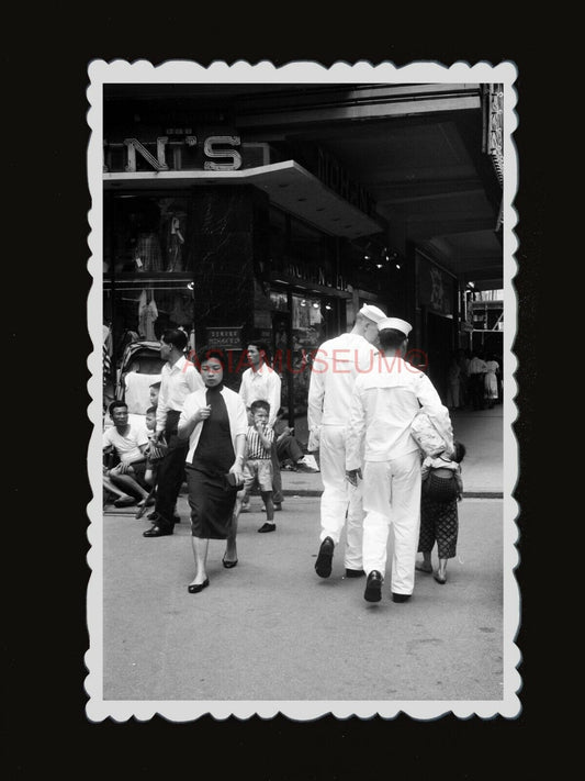 1940s Women Lady Cross Street Sailor Cinema Theater Movie Hong Kong Photo  #1452