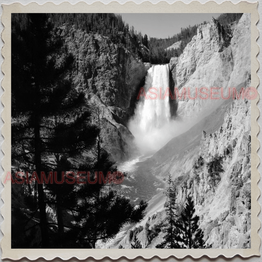 50s YELLOWSTONE NATIONAL PARK WYOMING DEEP CREEK WATERFALL OLD USA Photo 9514