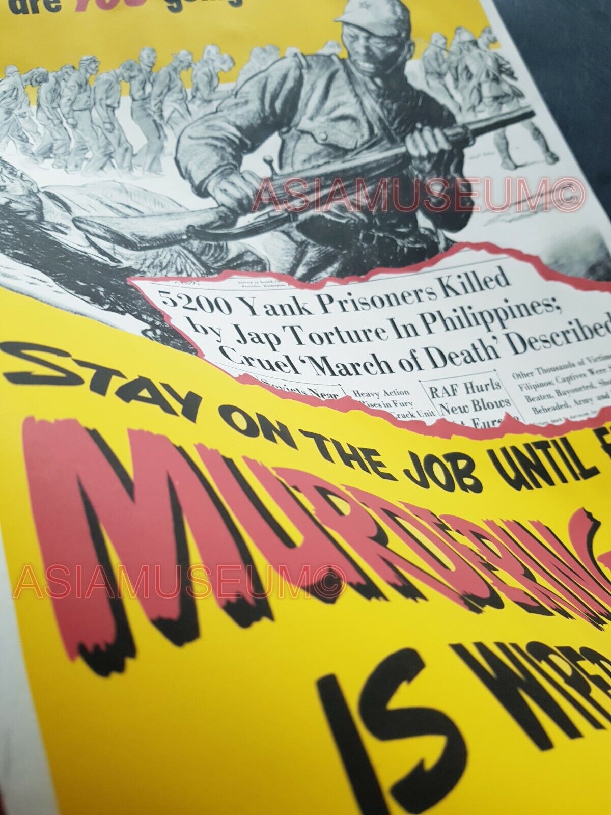 1943 USA JAPAN ARMY SOLDIER BATAAN DEATH MARCH PHILIPPINES WAR PROPAGANDA POSTER