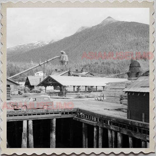 50s KETCHIKAN BOROUGH ALASKA TOTEM POLES LUMBER YARDS VINTAGE USA Photo 11190