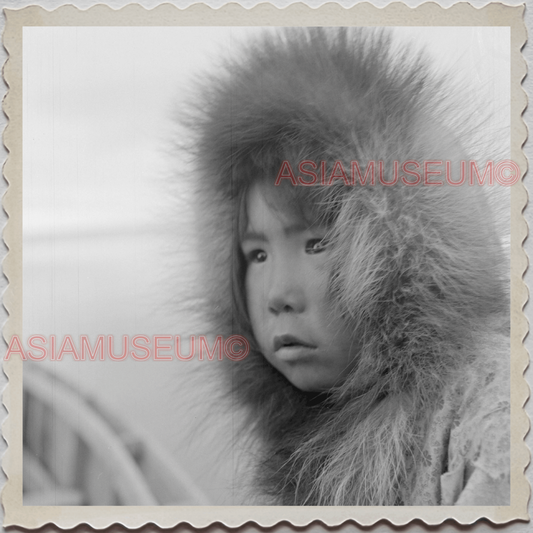 50s UTQIAGVIK NORTH SLOPE ALASKA INUPIAT BOY PORTRAIT VINTAGE USA Photo 12263