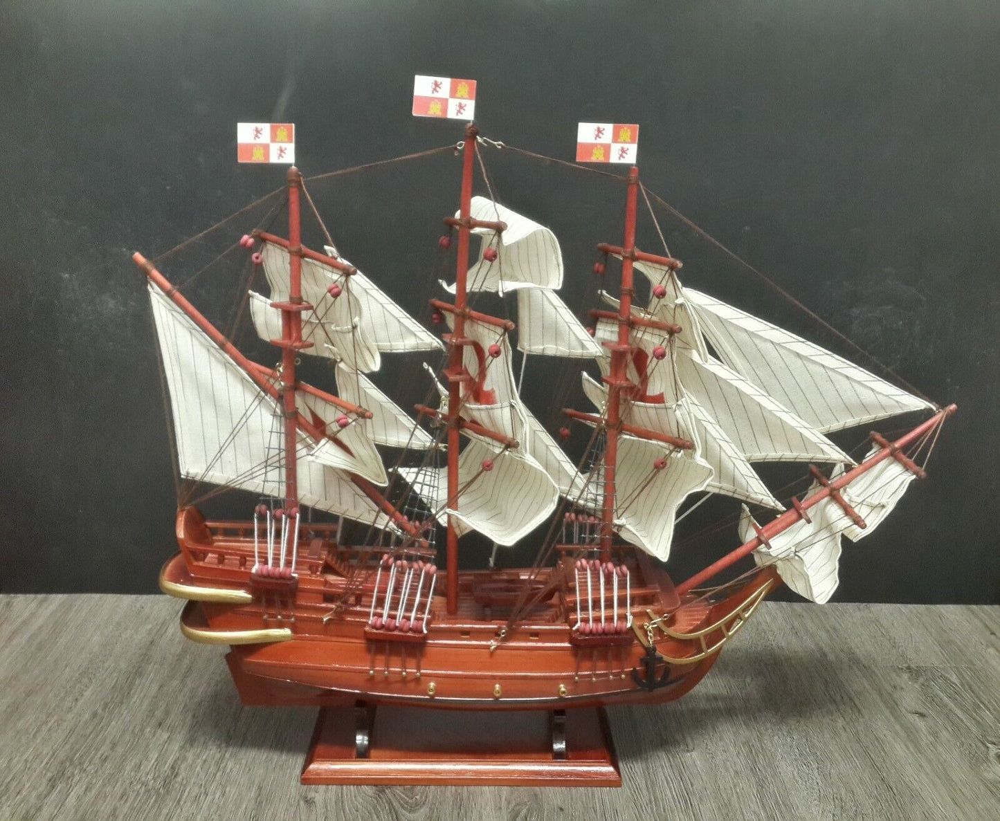 24" St Maria Christopher Columbus Wooden Spanish Pirate Wood Vintage Model Ship