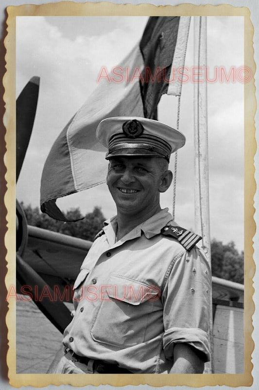 40s Vietnam War SAIGON ARMY SOLDIER FRENCH FRANCE FLAG PORTRAIT OLD Photo 1512