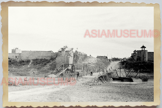 40s WW2 Vietnam MILITARY BASE CAMP BRIDGE ARMY WATCH TOWER Vintage Photo 29698