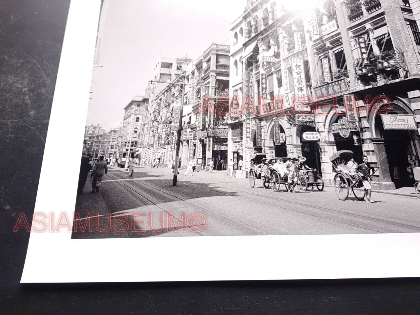 40's Des Voeux Road Central Hong Kong British Colony Street Vintage Photo 香港老照片