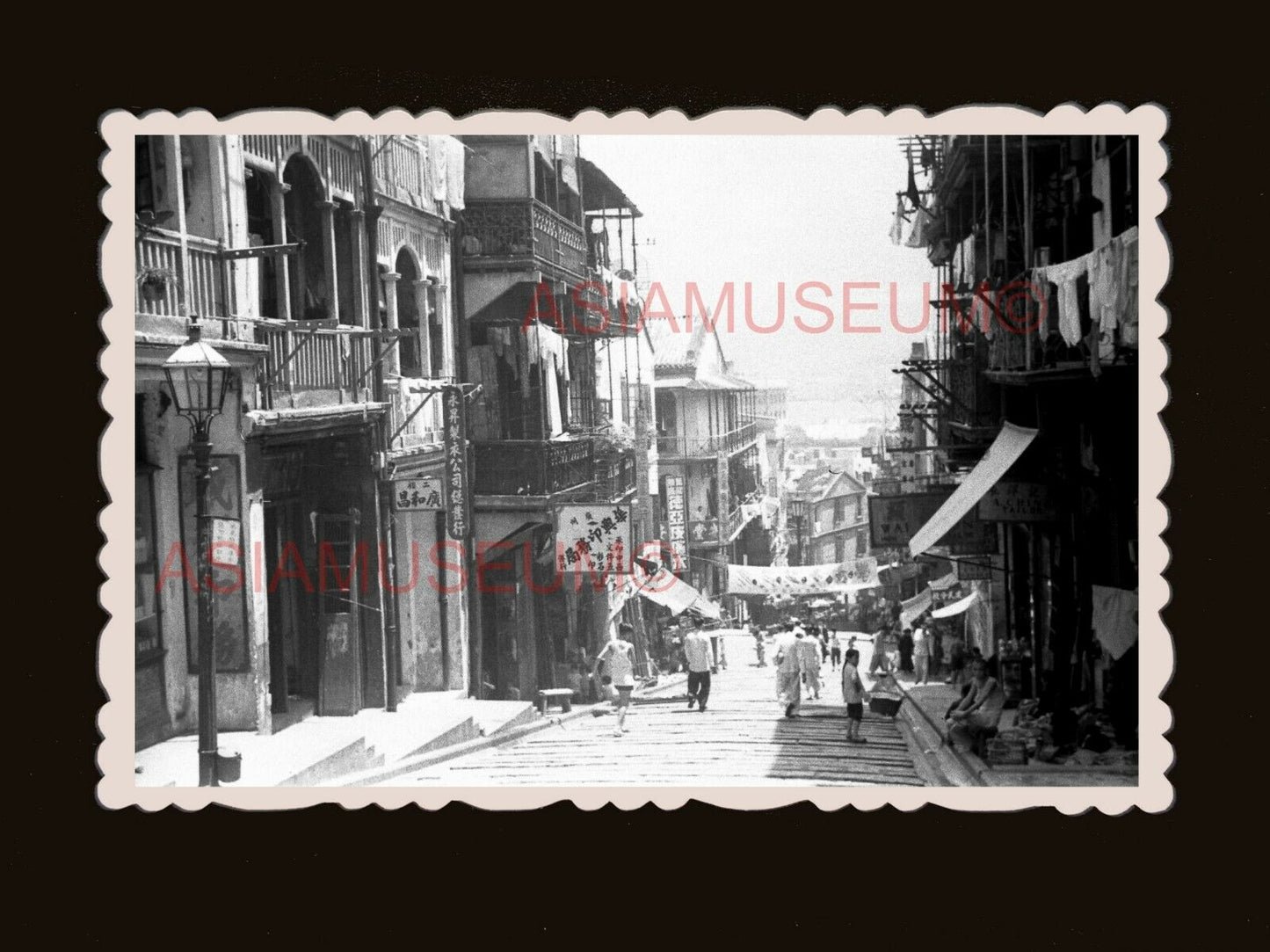 1940's Central Pottinger Street Steps Scene Vintage Hong Kong Photo 香港旧照片 #2478