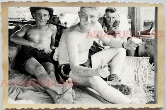 40s WW2 Vietnam HANOI INDOCHINA WAR ARMY MAN TOPLESS SOLDIER Vintage Photo 23827